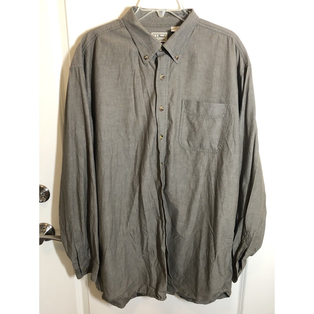 L.L. Bean Shirt Men Extra Large Tall Brown Surplus Safari Minimal Hike Camp Fish